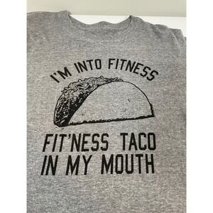 Crazy Dog T-Shirts Graphic Tee Men's Large Gray Fitness Taco Pun Funny Shirt